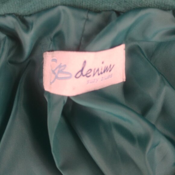 Y2K cotton velvet teal blue blazer jacket sharp lapels XS - Picture 9 of 12